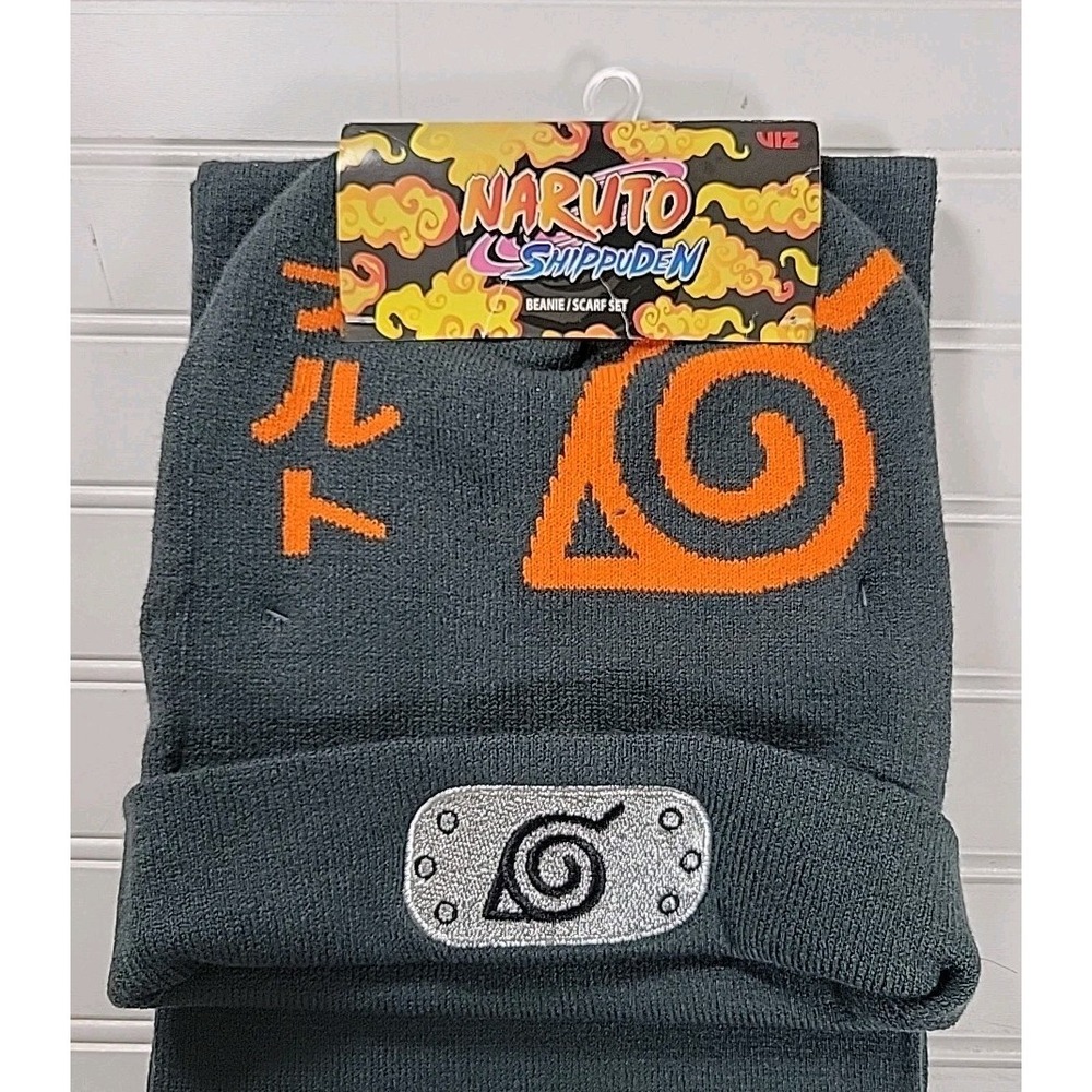 Naruto Shippuden Badge Beanie and Scarf Set